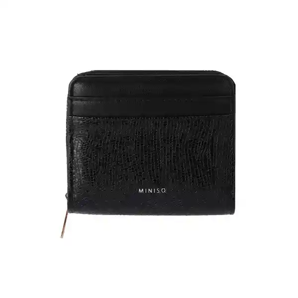 Cartera Para Mujer Con Textura Granulada Negro Serie Miniso