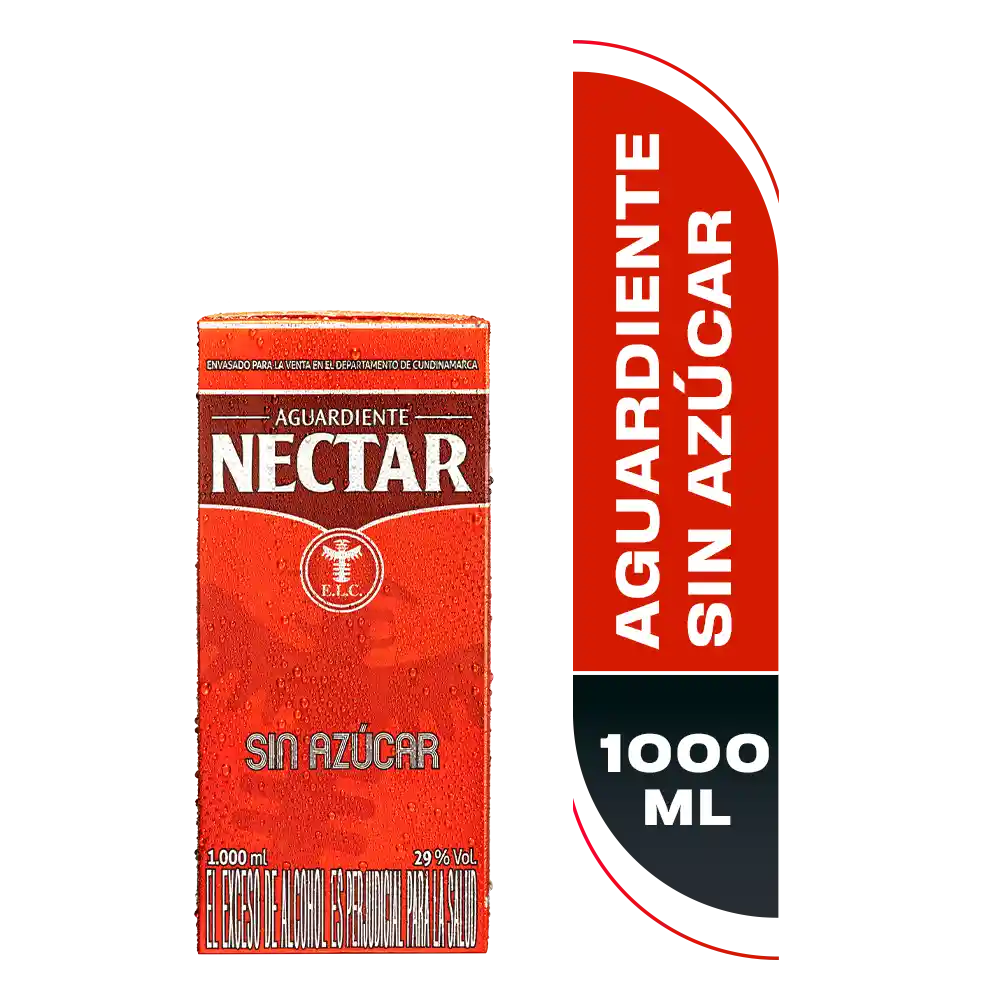 Aguardiente Nectar Rojo Sin Azucar 1000 ml