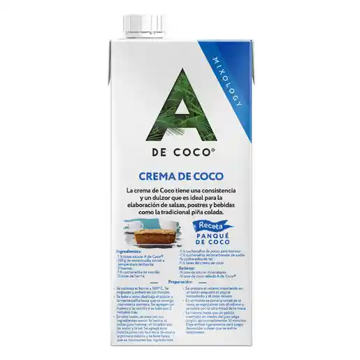 A De Coco Crema de Coco Libre de Alta Fructosa