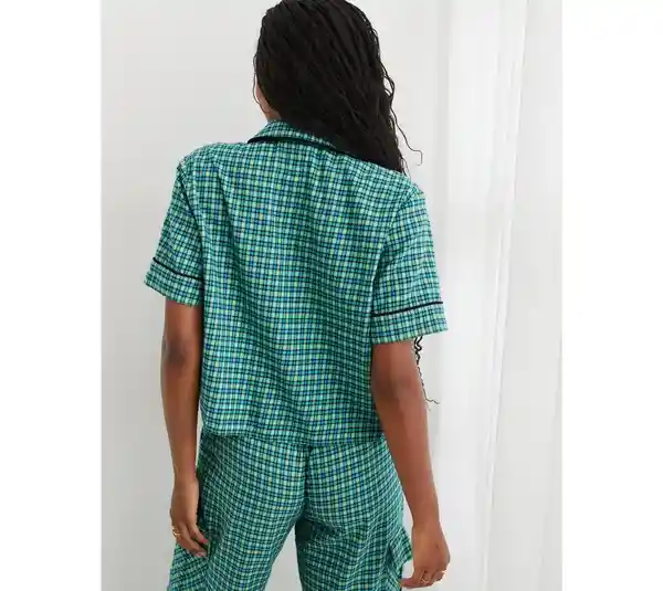 Camisa de Pijama Aerie Verde Talla Medium American Eagle