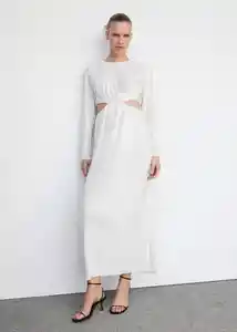 Vestido White-a Blanco Talla L Mujer Mango