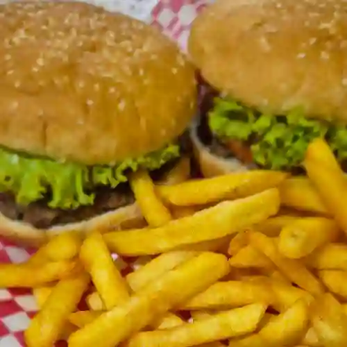 2 Hamburguesas 1 Porción Papa