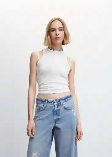 Top Barbra Blanco Talla M Mujer Mango