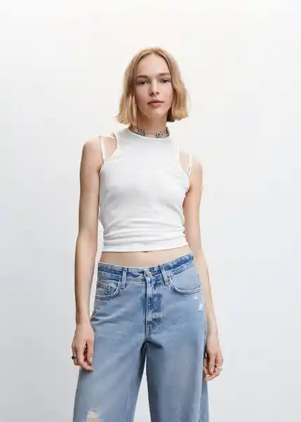 Top Barbra Blanco Talla M Mujer Mango