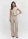 Pantalón Bo Beige Talla 36 Mujer Mango