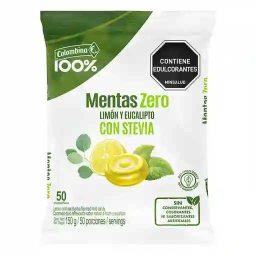 Colombina 100% Caramelo Duro Sabor a Limón y Eucalipto sin azúcar 