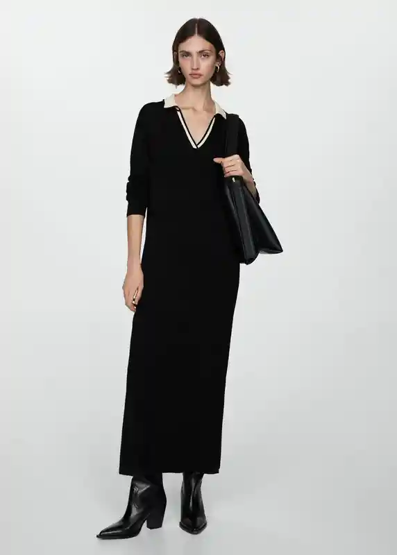 Vestido Bianca-a Negro Talla S Mujer Mango