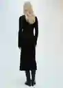 Vestido Percebes Negro Talla L Mujer Mango