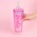 Vaso Plástico Doble Pared Con Pitillo Serie Barbie 775 mL Miniso