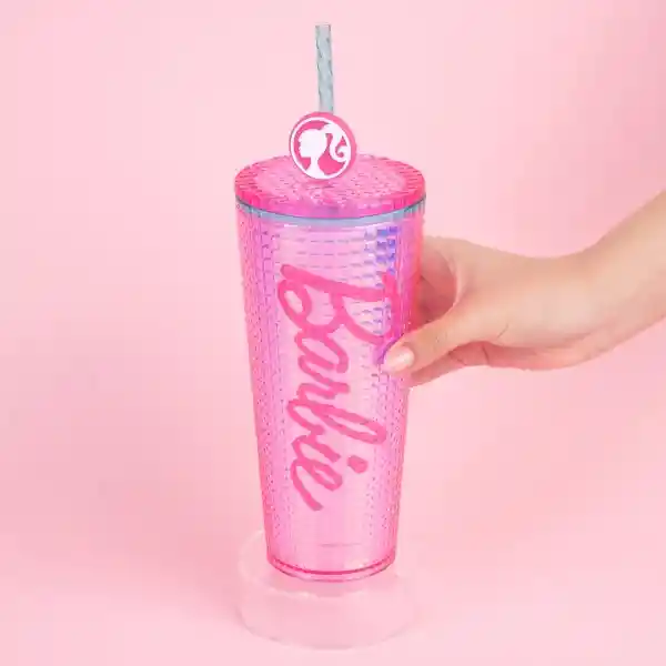 Vaso Plástico Doble Pared Con Pitillo Serie Barbie 775 mL Miniso