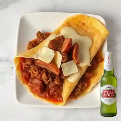 Combo Crepe Boloñesa, Jamón&Queso + Stella Artois 300ml