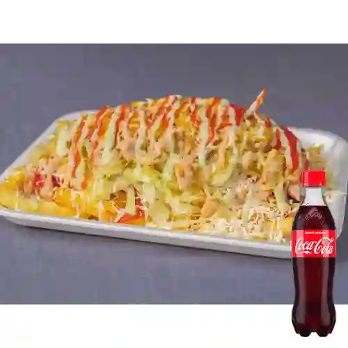 Salchipapa Sencilla Quillera +Cocacola Org 400ml