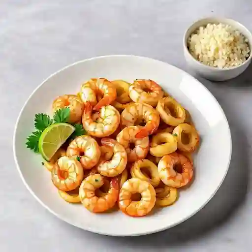 Langostinos con Calamares en Anillo