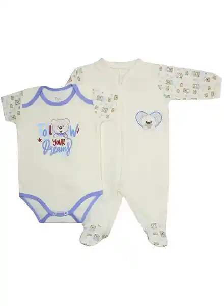 Oggi Set Body + Pijama Bebé 3/6 Meses - Beige