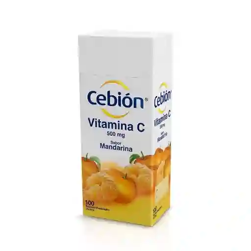 Cebión tabletas Masticables de Vitamina C sabor a Mandarina por 100 unidades