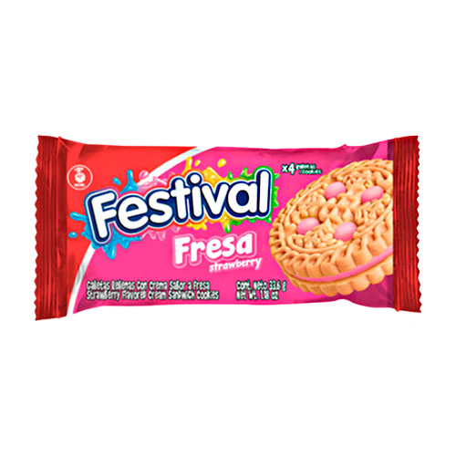Festival Galletas con Relleno sabor a fresa 33.6 g