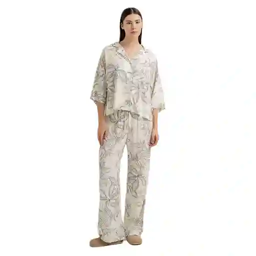 Pijama 2 Piezas en Tejido Plano Femenino Nusis Too Punto Blanco