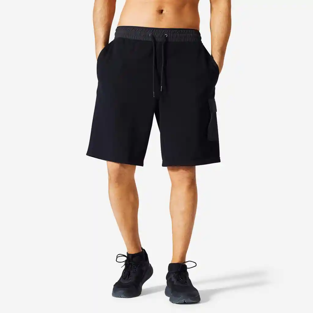 Pantaloneta Cargo Fitness Hombre 520 Negro