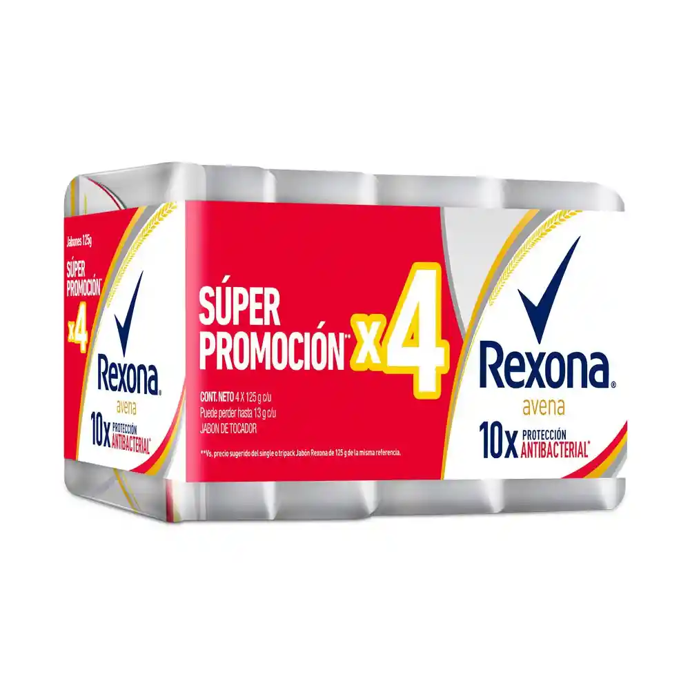 Rexona Jabón Antibacterial de Avena Pack x 4