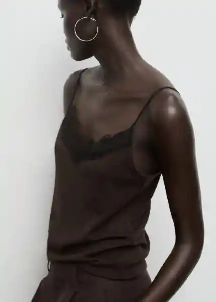 Top Verona Marrón Talla L Mujer Mango