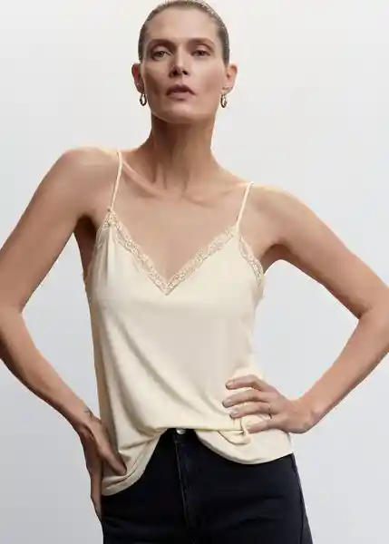 Top Sia Beige Talla 18 Mujer Mango