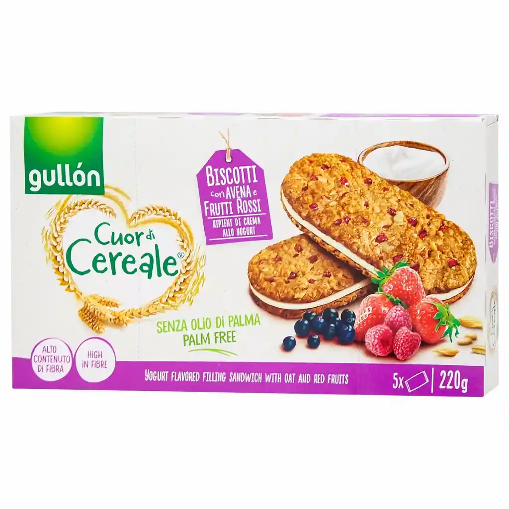  Gullon Galleta Sandwich Rellena De Yogurt Sabor Frutos Rojos 