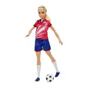 Barbie Muñeca Jugadora de Fútbol Playera Roj