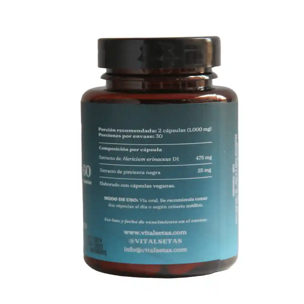 Capsulas Vitalsetas Melena de Leon Pimienta Negra X 60