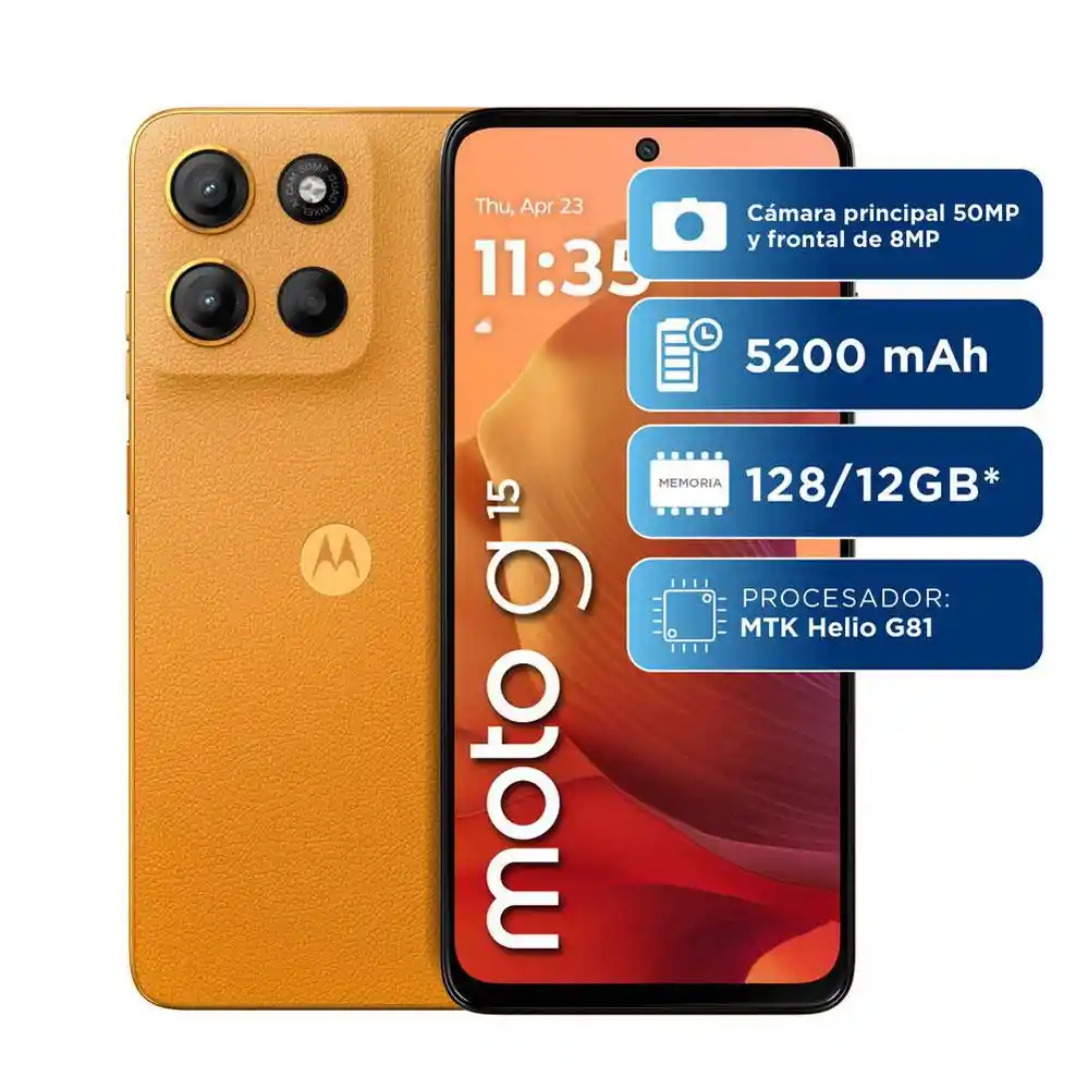 Celular Motorola G15 128 Gb 4 Gb Ram Naranja