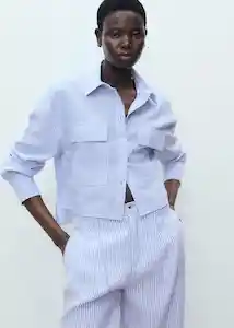 Camisa Maneli Azul Talla L Mujer Mango