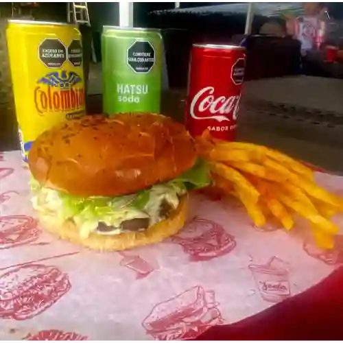 Hamburguesa Sencilla, Papas y Gaseosa