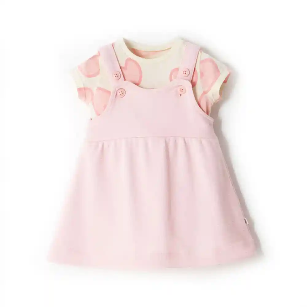 Conjunto de Vestido Corto en Algodón Bebita Celeste Baby Fresh Talla 3-6m