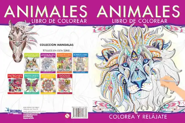 Sicoben Libro Para Colorear Mandala Animales Rosa