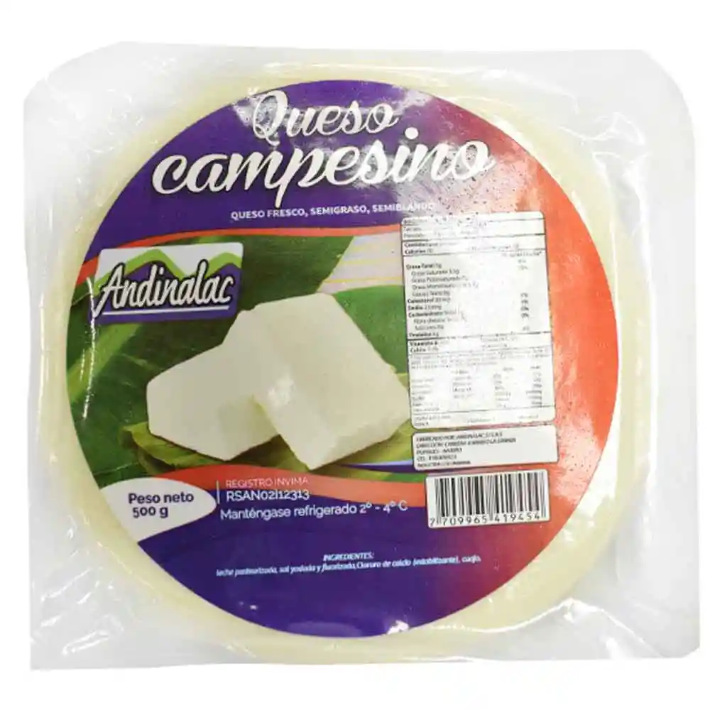 Queso Andinalac Campesino Molido X 500 G