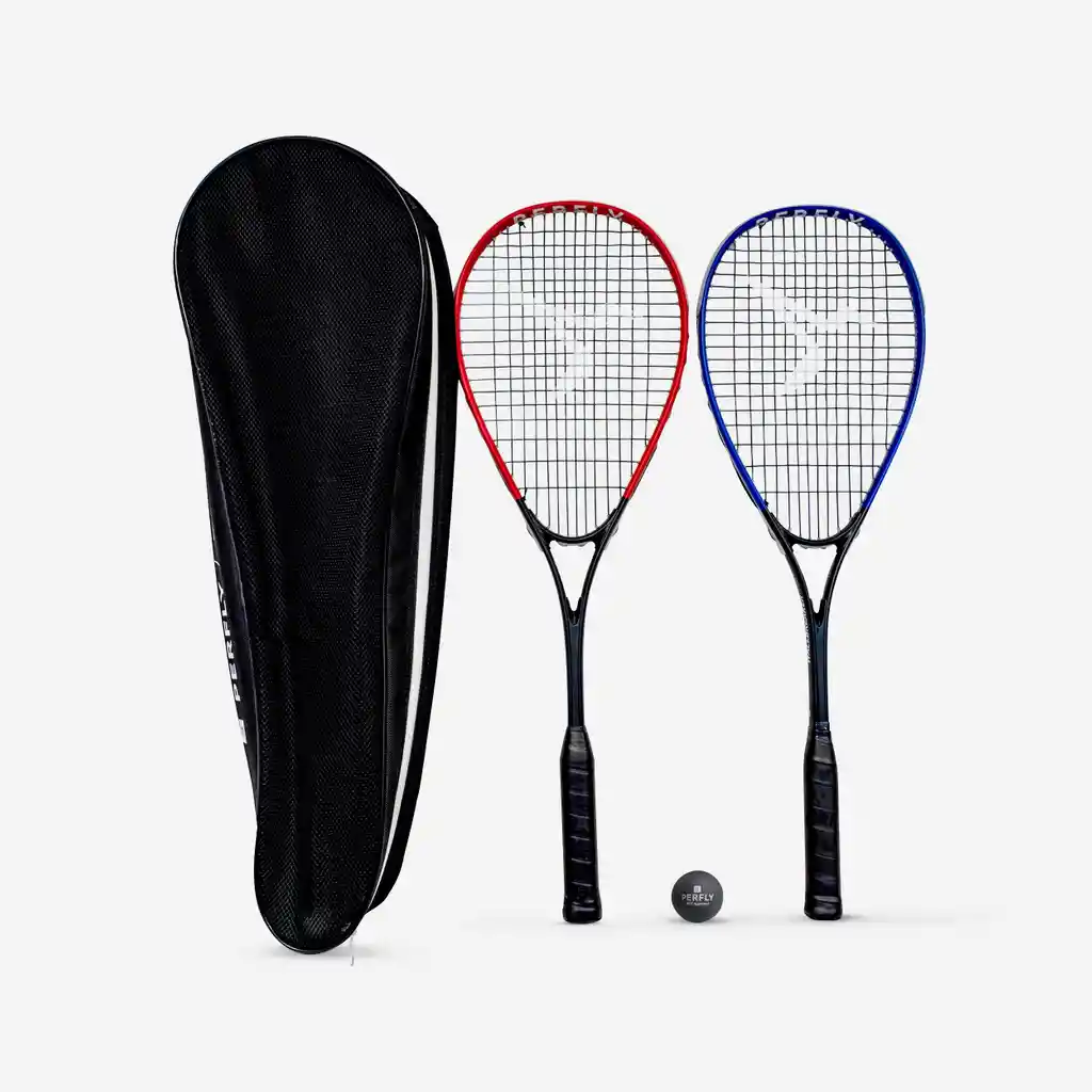 Kit De Raquetas De Squash Perfly 165 - Azul/rojo