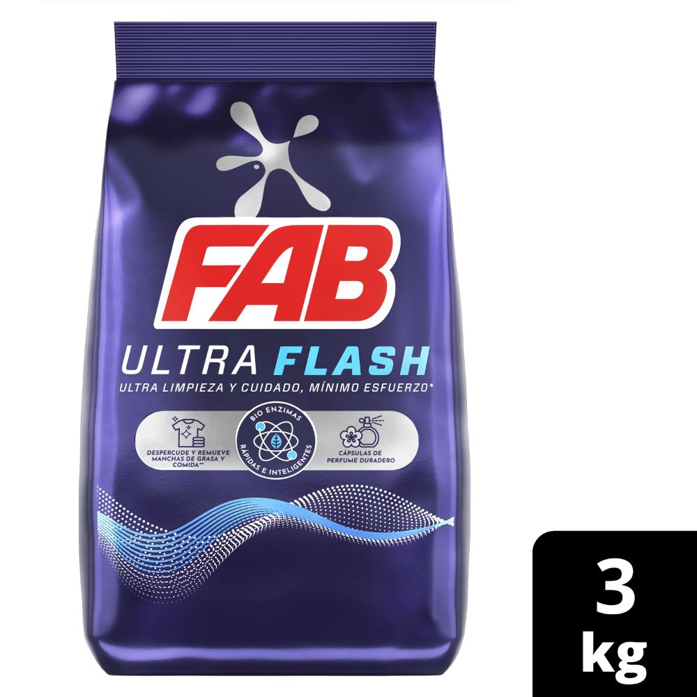 Fab Detergente en Polvo Ultra Flash 3 kg