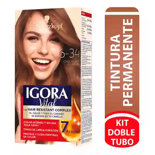 Igora Tinte Para El Cabello Tono 6-34 Chocolate Dorado.