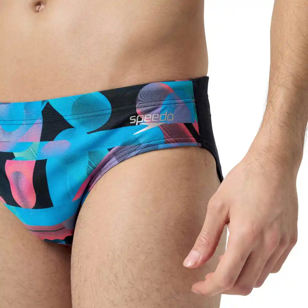 Pantaloneta de Baño Brief Allover Digital Hombre Negro-36