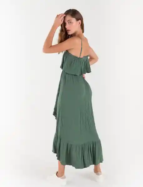 Vestido Midi De Tiras Verde Camaleón Oscuro Talla M Mujer Naf Naf