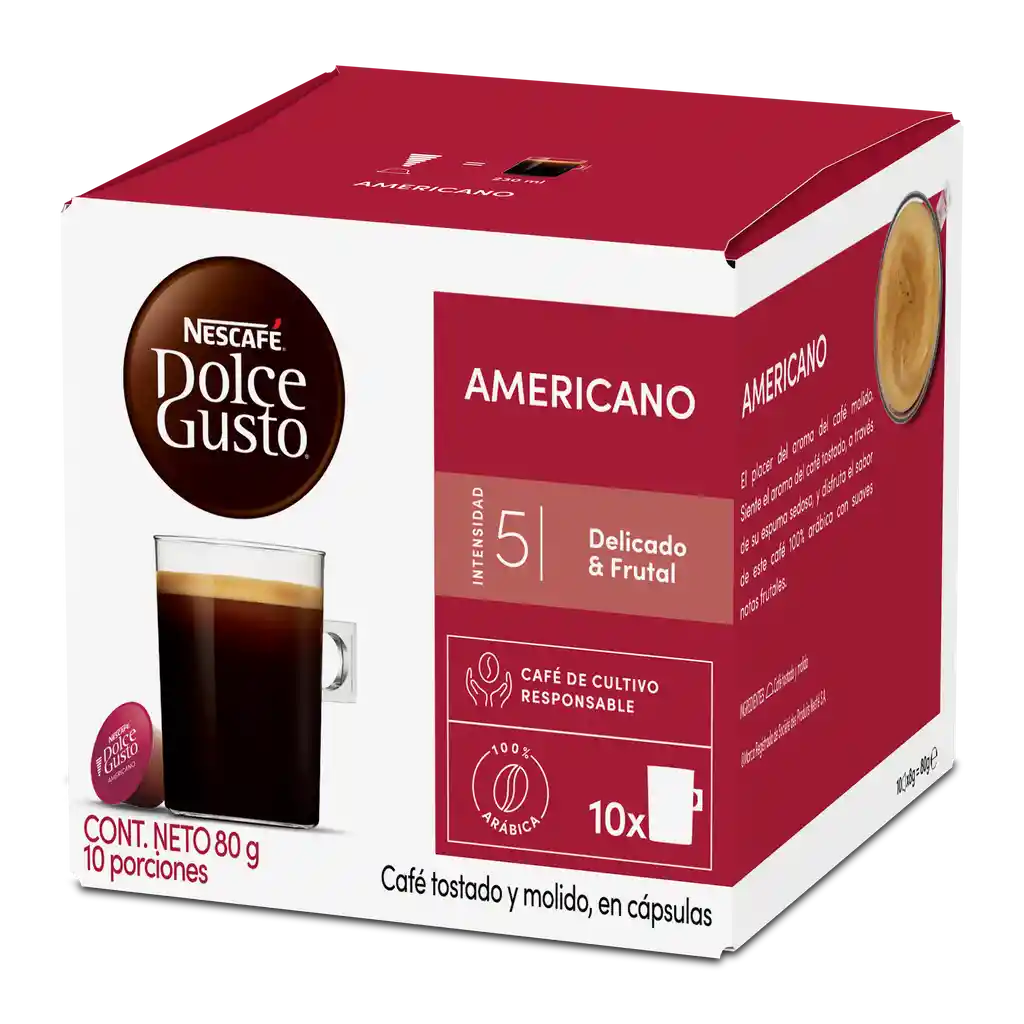 Cápsulas de Café NESCAFÉ DOLCE GUSTO Americano x 80g