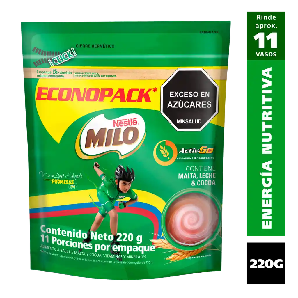 Bebida achocolatada con malta MILO ACTIV-GO x 220g