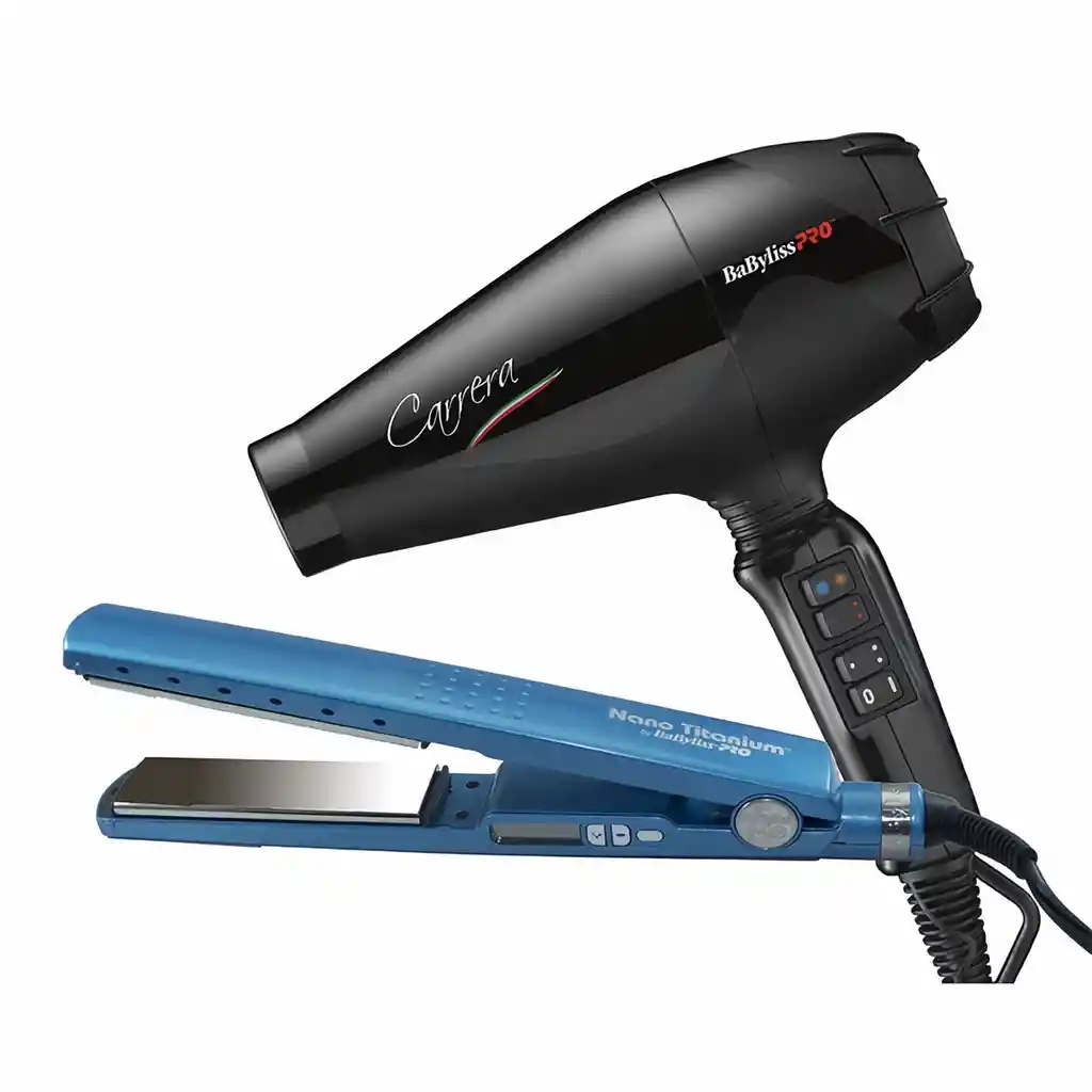 BabylissPro Kit Nano Titanium Secador Carrera Negro