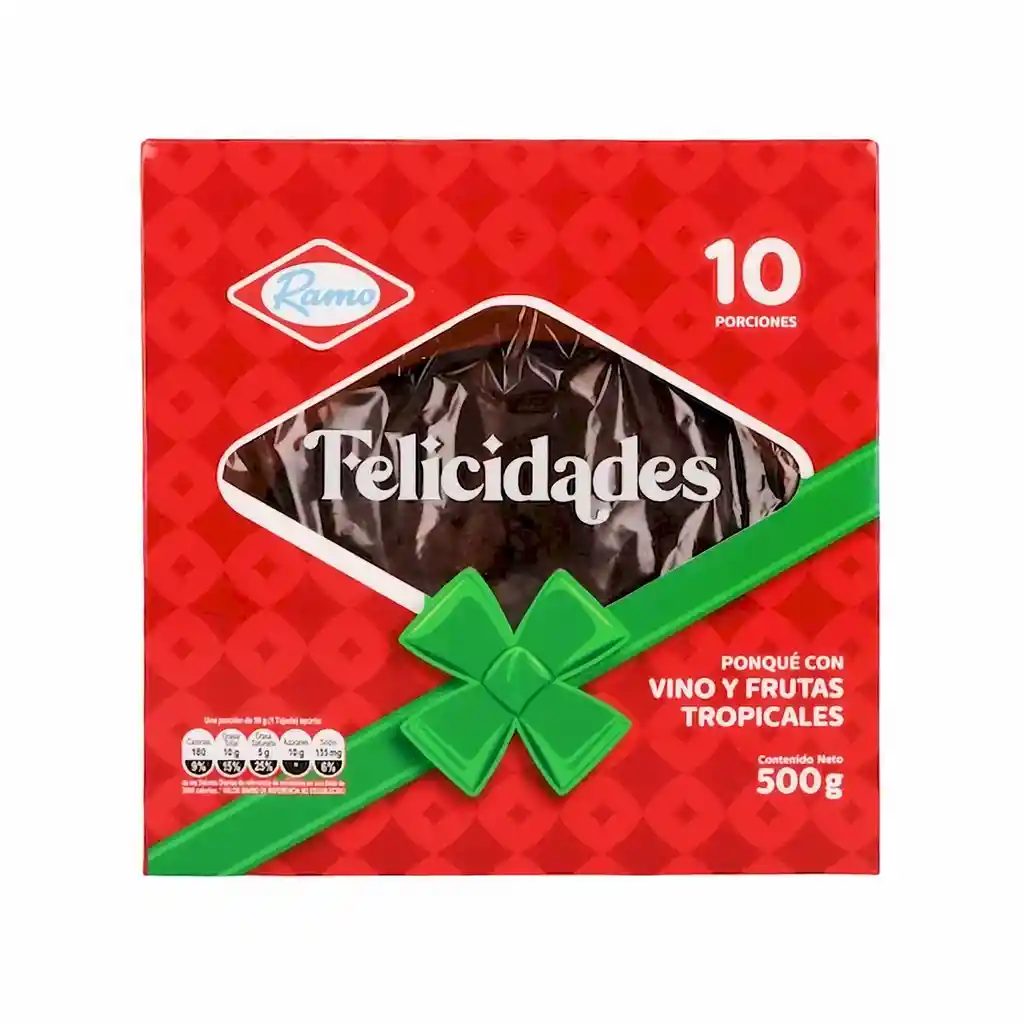 Ramo Ponqué Felicidades con Vino y Frutas Tropicales