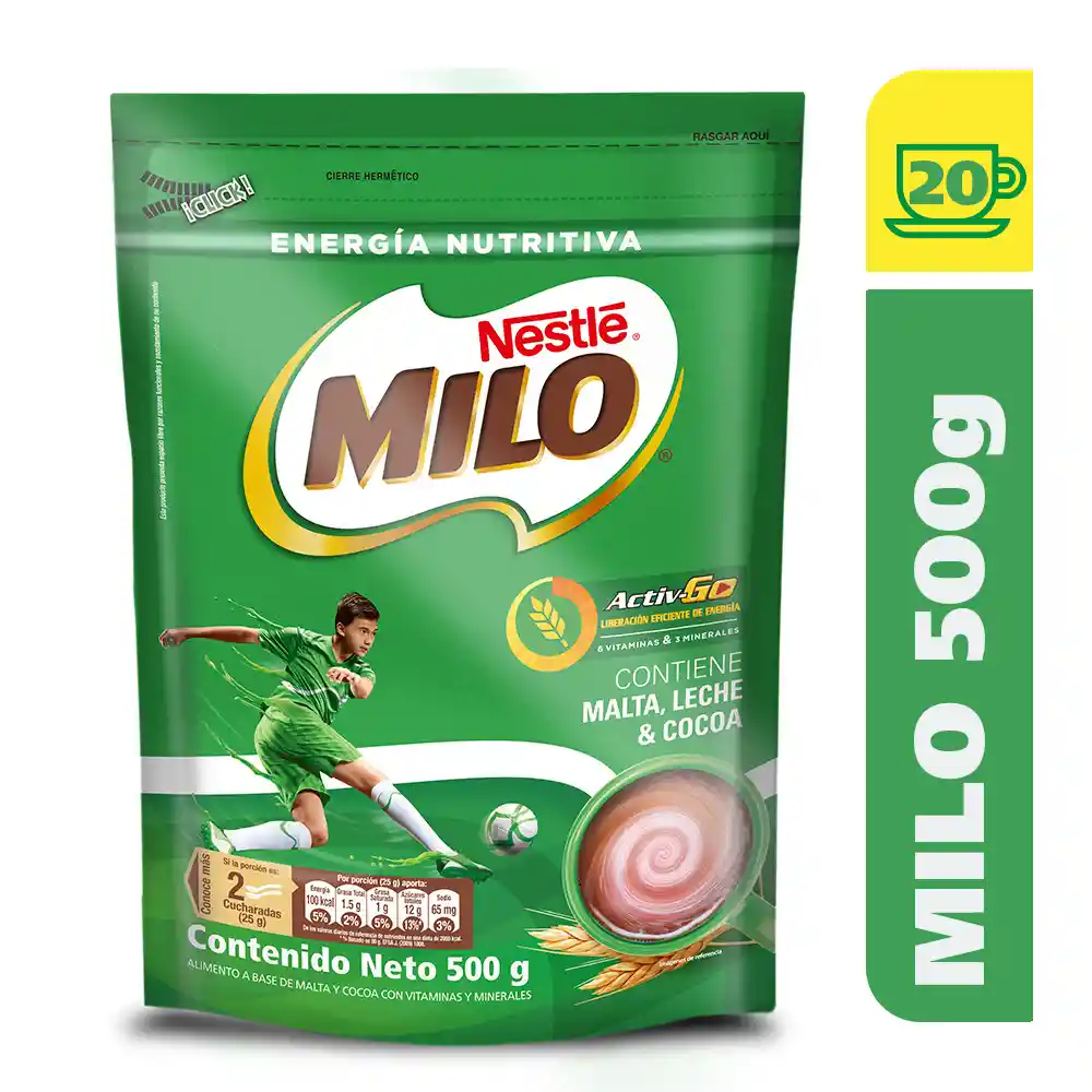 Modificador de leche MILO a base de malta y cocoa x 500g