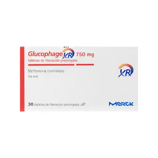 Glucophage XR (750 mg) 30 Tabletas
