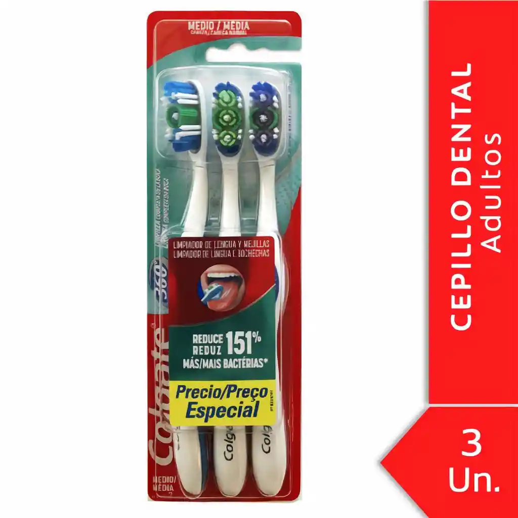 Colgate Cepillo Dental 360° Medio para Adulto