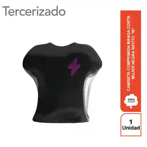 Rayito Camiseta Comprimida Mujer Negra M