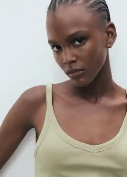 Top Chloe Khaki Talla M Mujer Mango