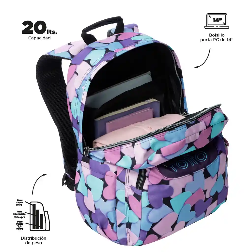 Morral Juvenil Porta Pc 14" Acuarela Azul