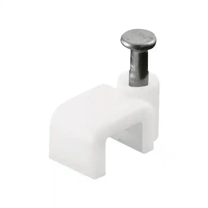 100 Grapas Para Cable Recto Fulgore Blanco Con Clavo
